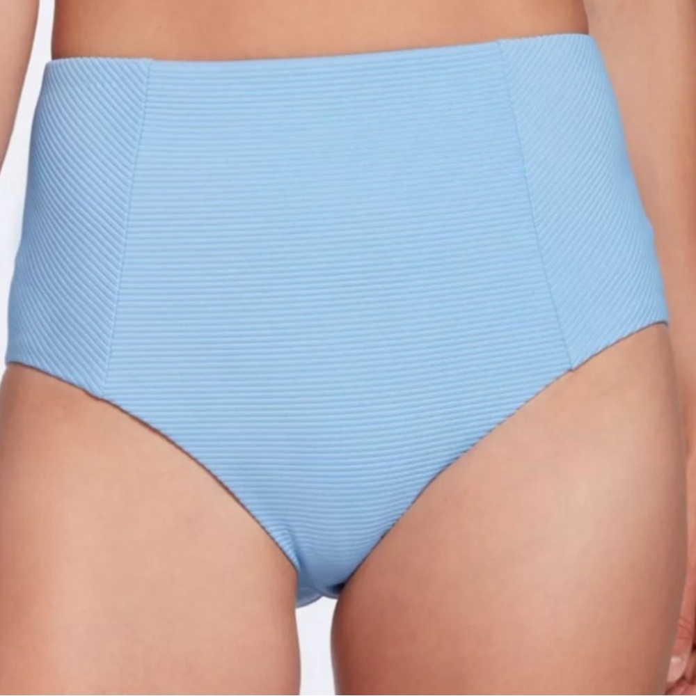 CALIA by Carrie Underwood Blue Ribbed High Waisted Swim Bottoms